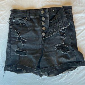 American Eagle Black Ripped Jean Shorts